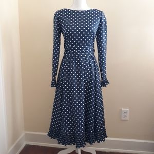 VTG 70's Victor Costa Polka Dot Midi Dress